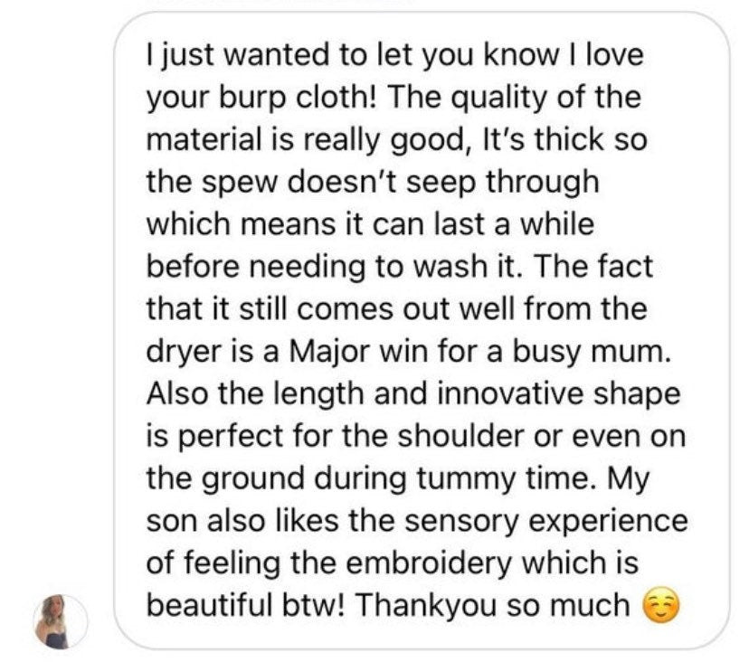 5 star review on the burp cloth.