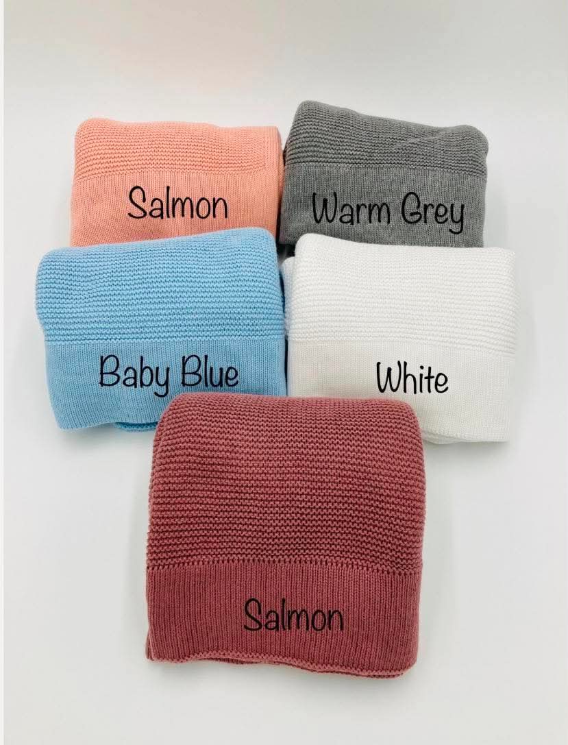 Personalised Wide Edge Cotton Baby Blanket
