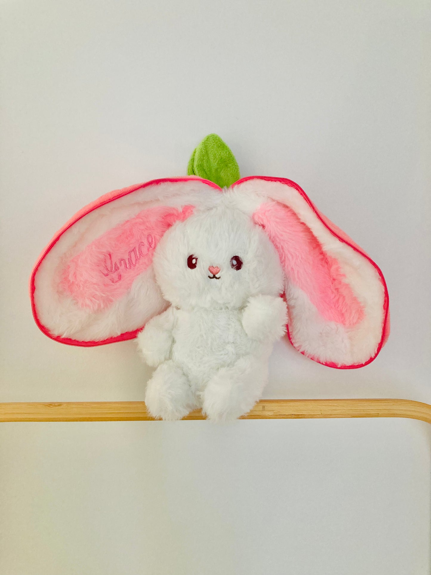 Personalised Strawberry Plush Bunny Pouch